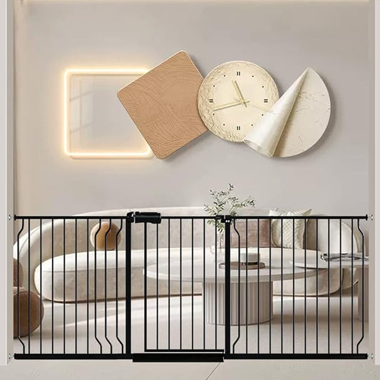 Fairy Baby Extra Wide Baby Gate 76.3-81.1 Inch Wide, Walk Through Pressure Mounted No Drill for Doorways, Long and Large Tension Gate for Pet and Kids