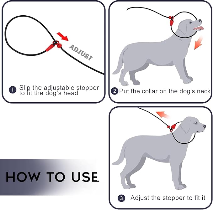 Slip Leads for Dogs Puppy Leash Comfortable 5FT Heavy Duty Loop Leash No Pull Pet Training Leash 6 Colors Classic Dog Leash for Small Medium Dogs(Black)