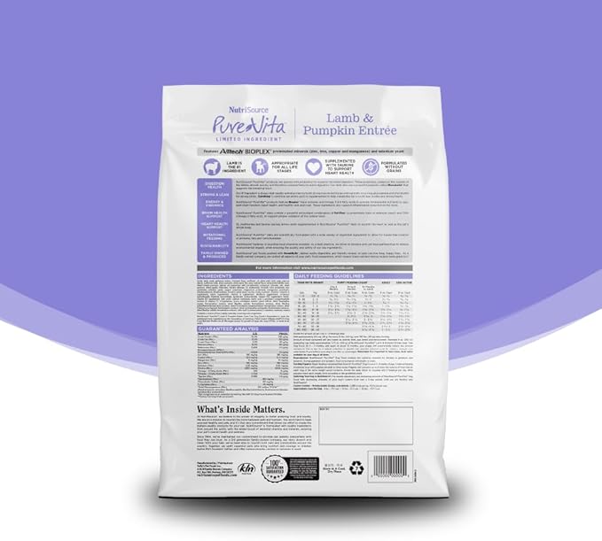 NutriSource Pure Vita Grain Free Lamb & Pumpkin Dog Food, 4LB