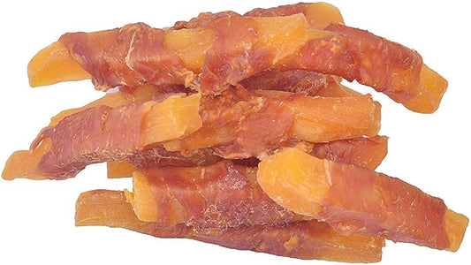 Soft Dog Treats Chicken Sweet Potato Sticks Puppy Easy to Digest Training Snacks Chicken Wrapped Sweet Potato 0.5lb/227g