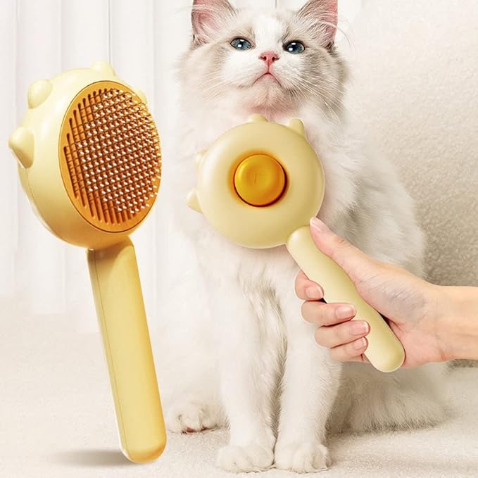 Magic Pet Comb, Pet Grooming Brush, Cat and Dog Brush for Shedding, Pet Massage Cleaning Slicker Brushes for Dogs Cats, Shedding Brush for Short or Long Haired Cat Dogs Tangled Hair (Yellow)