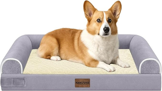 Medium Large Dog Bed Orthopedic Washable: Beds Bolster Medium Large Sized Dog Bed Egg Crate Foam Couch Sofa Waterproof with Removable Cover - Purple