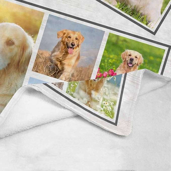 Personalized Throw Blanket with Dog Photo,Dogs Memorial Blankets Customized with Name for Dog Pet Cat Loving Remembrance Custom Soft Fleece Throw Blankets Memory Gift for Family and Friends