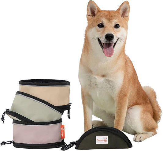 Pawyee Dog Food Bag Pet Collapsible Dog Bowls Portable and Light for Food and Water Camping Travel (Pink)