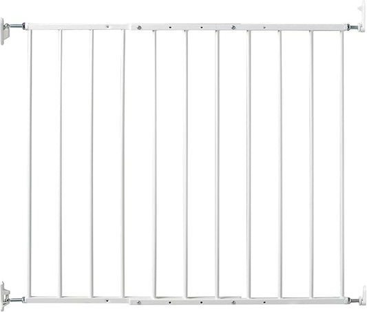 KidCo 24.75-42.5" Safeway Walk Through Baby Gate for Stairs and Doorways | No-Trip Top of Stairs Baby Gate No Bottom Bar | Quick-Release Mounted Hardware for Security and Easy Removal (White)