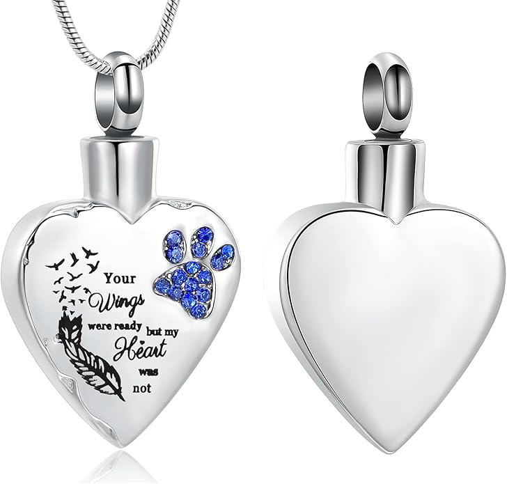 memorial jewelry Your Wings were Ready, But My Heart was Not Stainless Steel Carved Locket Cremation Urn Necklace for Pet Dog Cats