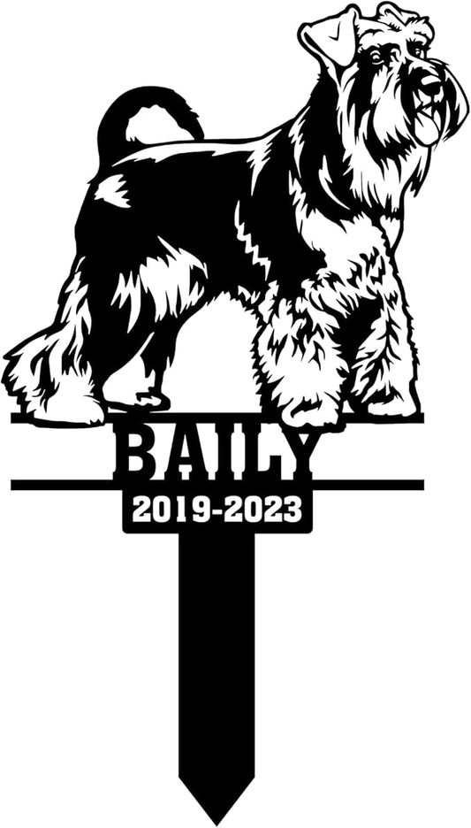Personalized Grave Marker for Dogs, Pet Metal Plaque, Giant Schnauzers Garden Stake, Dog Memorial Plaque for Outdoors, Customized Pet Headstone Stakes