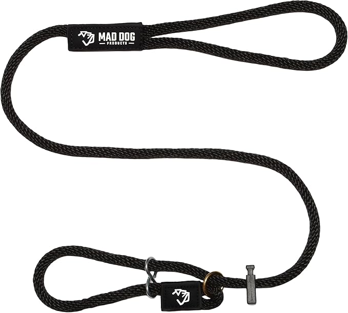 Mad Dog Products Easy Leader Dog Leash 3/8" x 6' Black Signature Rope - Made in USA