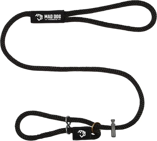 Mad Dog Products Easy Leader Dog Leash 3/8" x 6' Black Signature Rope - Made in USA