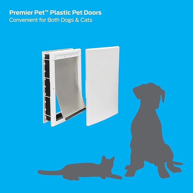 Premier Pet Plastic Pet Door - Provides Independent Access - Durable Plastic Frame with Magnetic Closure - Energy Efficient Design - Easy DIY Installation - Medium