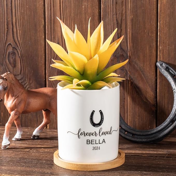callie Custom Dog Memorial Gifts Plant Pot, Personalized Sympathy Gifts for Dog Cat Loss, Pet Passing Away Planter Pot with Bamboo Tray