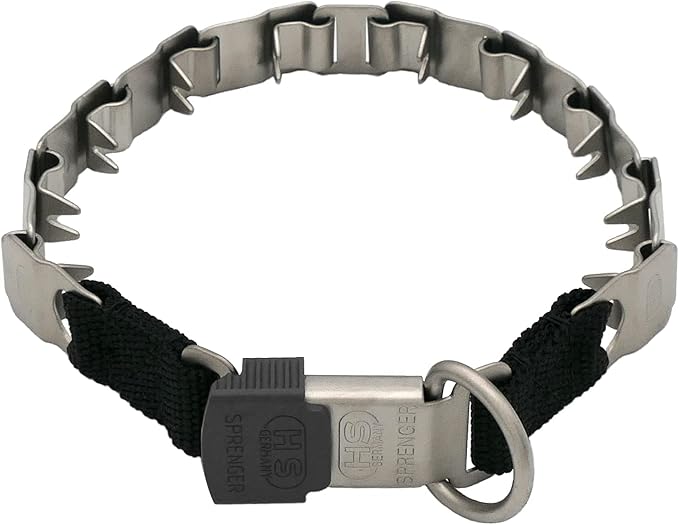 Herm Sprenger NeckTech Sport Matt Stainless Steel Dog Prong Collar with ClicLock Buckle and D-Ring No-Pull Pinch Collar for Small Medium Large Dogs Made in Germany (19in (48cm))