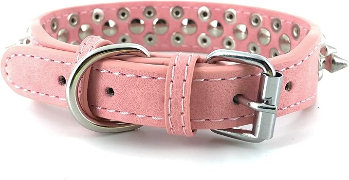 Studded Dog Collar, PU Leather Silver Dome Stud Anti-Bite Collar for Dogs, Adjustable Heavy Duty Punk Style Collar for Small Medium Large Dogs, Pitbull Mastiff Rottweiler Doberman, 5 Colors 4 Sizes