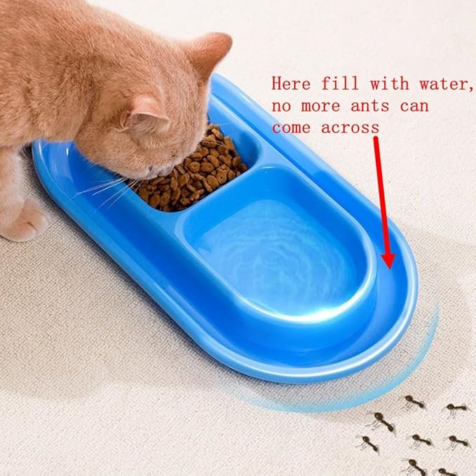 Cat Kitten Dish Dog Puppy Feeder Pet Bowl Ants go Away Grey, S