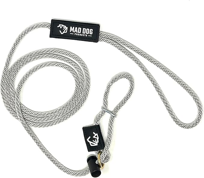 Mad Dog Products Easy Leader Dog Leash 1/4" x 15' Silver Signature Rope - Made in USA