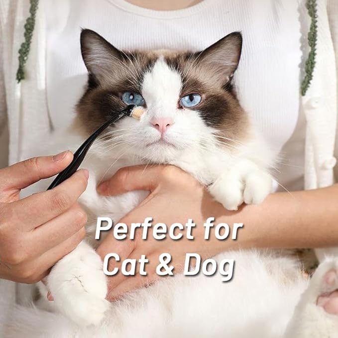 Dog and Cat Eye Powder Brush - 4 Pack Tear Stain Remover Brush with Washable Fiber Ergonomic Handle - Long Tapered Bristles for Dogs, Cats(Black)