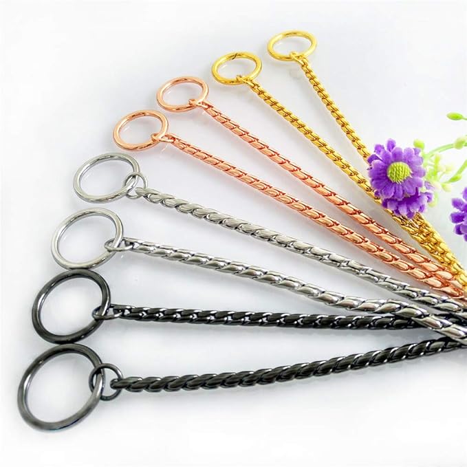Dog P Snake Chain Chrome Plated Metal Dog Training Choke/Collar-Fully Guaranteed Against Rust Tarnish or Breakage-Recommended for Professional Training (Golden, 5mm * 26")