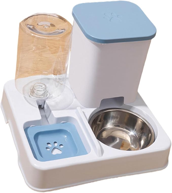 Automatic Pet Feeders and Water Dispenser, Small Pet Feeder and Waterer, with Removable Stainless Steel Bowl, for Cats & Dogs