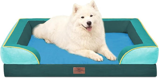 Comfort Expression Orthopedic Dog Bed for Large Dogs 36x27 Inch, Waterproof Egg Crate Foam Large Pet Bed with Removable Bolsters, Dog Couch with Washable Cover & Non-Slip Bottom, Seattle