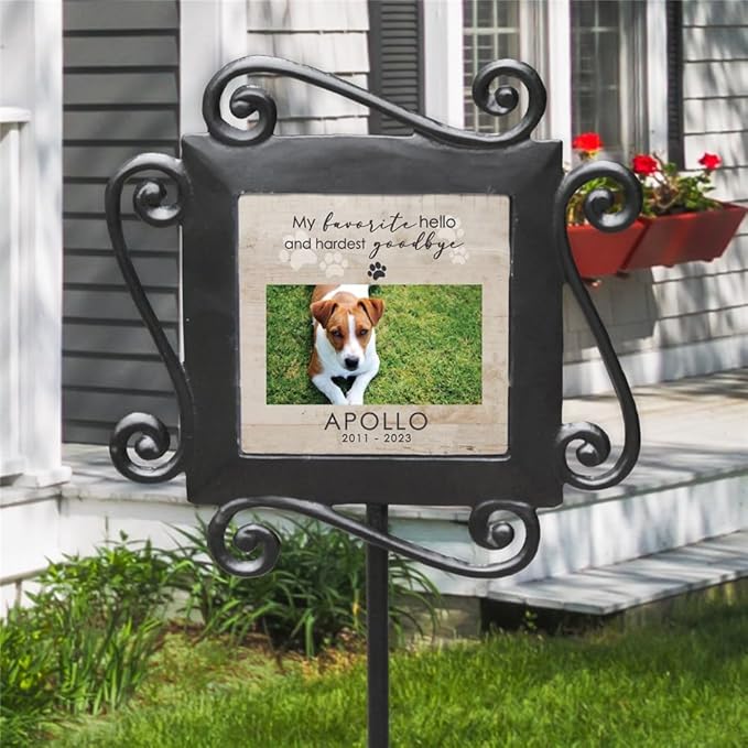 Hardest Goodbye Personalized Pet Memorial Garden Plaque with Photo