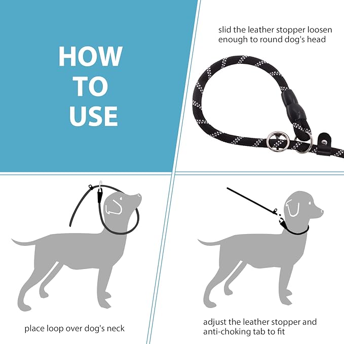 Slip Leads Dog Leash - 4/5/6/8/10 FT Heavy Duty Training Leashes - Reflective & Comfortable Handle for Small Medium Large Dogs (1/2''- 6FT, Purple)