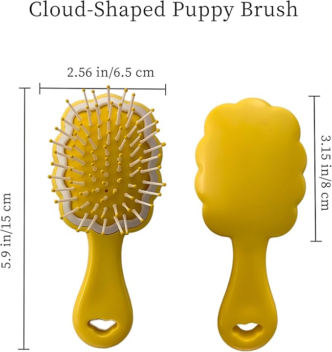 Gentle Cloud Air Cushion Brush Small Dogs Grooming with Gift Box, Fit for Yorkie, Shih Tzu, Pomeranian, Maltipoo, Maltese, Toy poodle, Puppy Essentials (Yellow)
