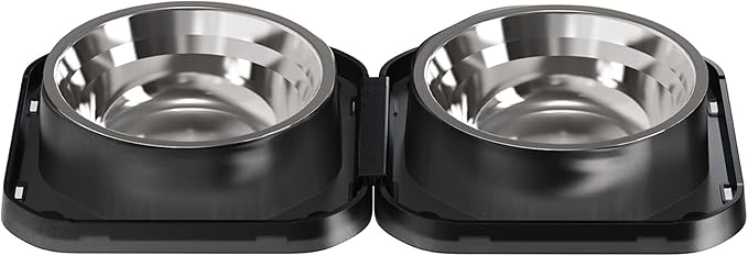 2PCS Stainless Steel Dog Food and Water Bowls Set, Freely Combinable Feeding Set for Dogs Cats, Spill Proof Neater Dog Bowls, Non-Slip Pet Feeder Bowl Dogs Water Bowl for Puppy Breed