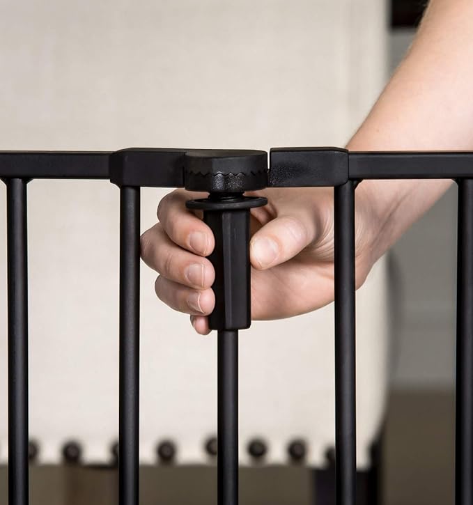 Regalo 2-in-1 Extra Tall Easy Swing Stairway and Hallway Walk Through Baby Gate, Black 1 Count & Deluxe Home Accents Widespan Safety Gate, 74.5" W x 28" H, Includes 4 Wall Mounts, Black