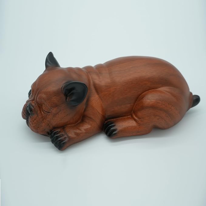 Pet Dog Urns for Ashes, Sleeping Resin Cremation Animal Urn and Sealed Bag, Decorative Funerary Memorial, Fur Keepsake, Ashes Necklace Keychain, Inkless Paw Print Kit, Picture Frames (French Bulldog)