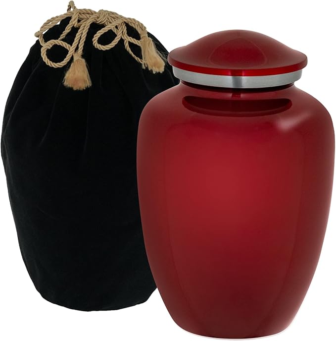 Homage Medium Custom Photo Pet Cremation Urn for Pet Ashes - Vase Style Pet Urn - 80 Cubic Inch Capacity - Personalization Included (Crimson)
