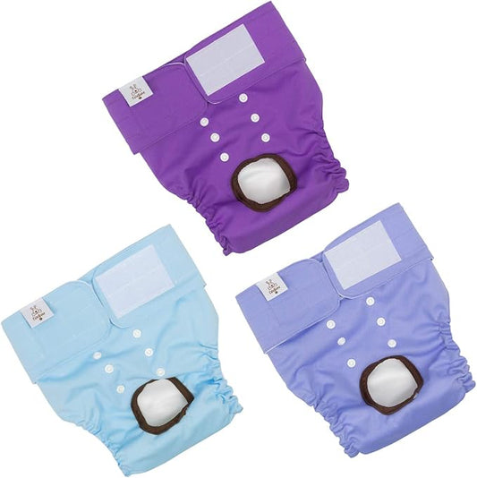 CuteBone Dog Diapers Female Washable Small Medium Large 3 Pack Reusable Doggie Diapers Puppy Period Pants for Doggy Heat Cycle Peeing