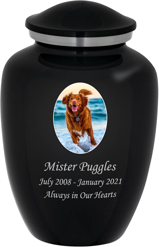 Homage Large Custom Photo Pet Cremation Urn for Pet Ashes - Vase Style Pet Urn - 200 Cubic Inch Capacity -Personalization Included (Graphite Grey)