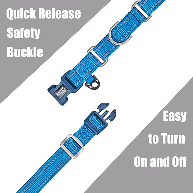 Reflective Martingale Collar for Dogs with Quick Snap Buckle Anti-Pull Nylon Safe Slip Collars for Easy Walking,Blue,Large