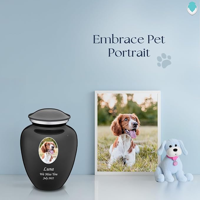 Geturns Embrace Personalized Picture Urn for Small Pets I Charcoal Photo Cremation Urns for Dogs and Cats I 44 lbs