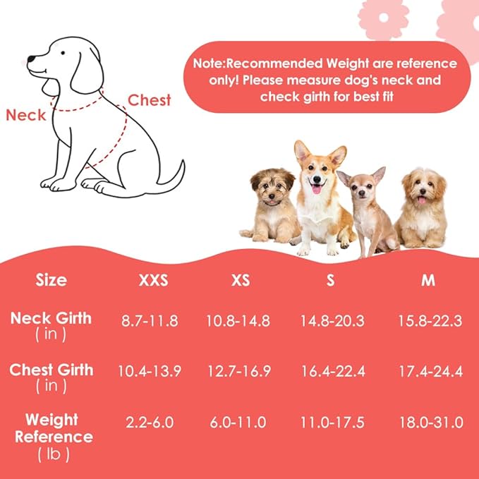 SlowTon No Pull Dog Harness with Leash - Soft Lightweight Floral Pattern Puppy Harness, Adjustable Pet Harness for Small Medium Dogs (Pink Daisy XXS)