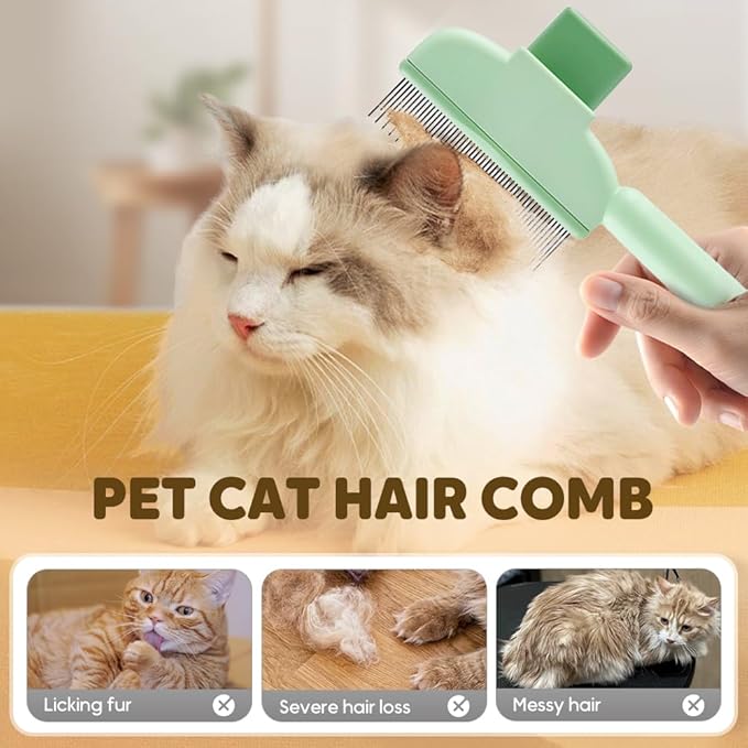 2-in-1 Pet Grooming Brush, Magic Pet Hair Remover Comb with Self-Cleaning Button for Dogs & Cats, Shedding Brush for Long/Short Hair, Home & Furniture Fur Removal Tool (Yellow 2PCS)