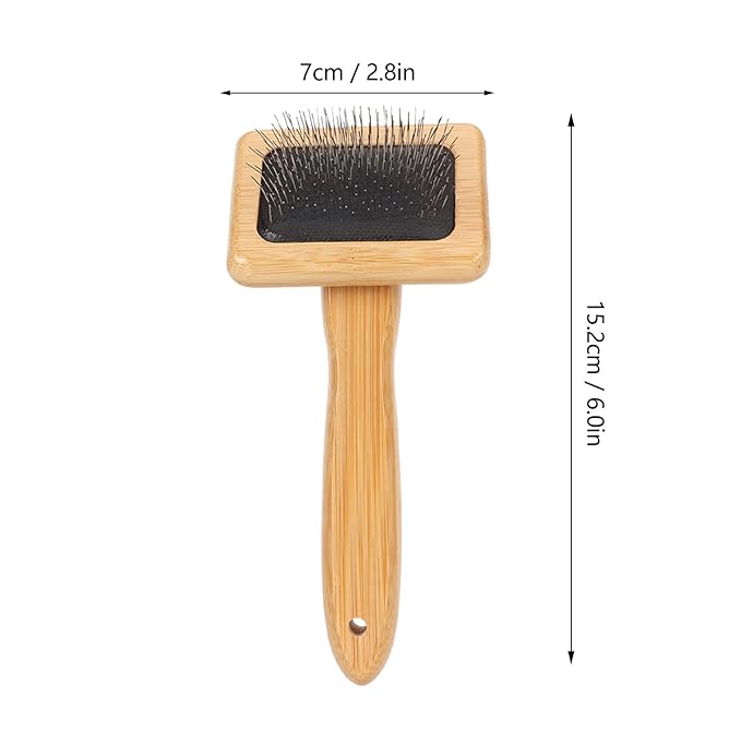 Macrame Slicker Comb with Hole Cushion Finely Polished Bamboo Cleaning Slicker Brush for Pet Tapestry Work Fast and Save Time (Small Size 7.9 X 11.8in)