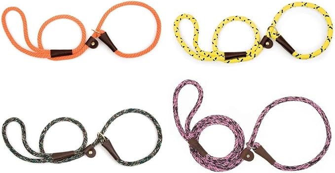 Mendota Dog Training Durable Slip Leads Rope Leather Slide 6 Ft Choose Color(Camo)
