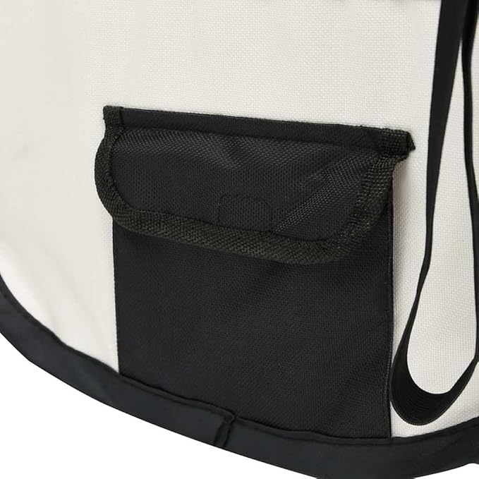 vidaXL Dog Playpen Black and Cream Polyester and Steel Medium Foldable
