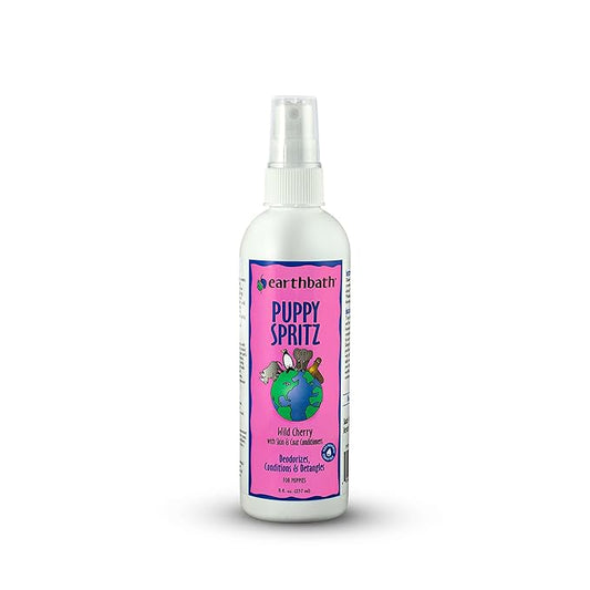 earthbath, Wild Cherry 3-in-1 Puppy Deodorizing Spritz - Dog Odor Eliminator for Strong Odor, Cruelty-Free Dog Cologne, Wash Spray, Made in USA, Bathing Supplies - 8 Oz (1 Pack)
