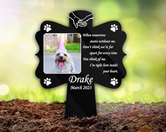Personalized Dog Memorial Stake Custom Dog Cat Photo I'm Right Here Inside Your Heart Metal 12x12 inch Pet Grave Marker Dog Loss Gift Sympathy Gift for Dog Lover (Style 37)