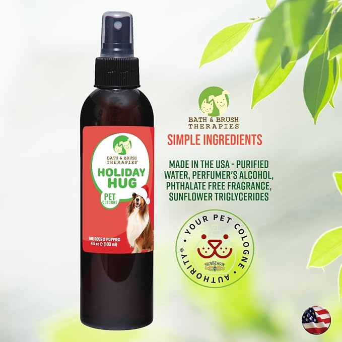 Showseason Animal Products Bath & Brush Therapies Holiday Hug Pet Cologne 4.5 oz | Cruelty-Free | Odor Eliminator | Biodegradable and Non-Toxic | Made In The USA