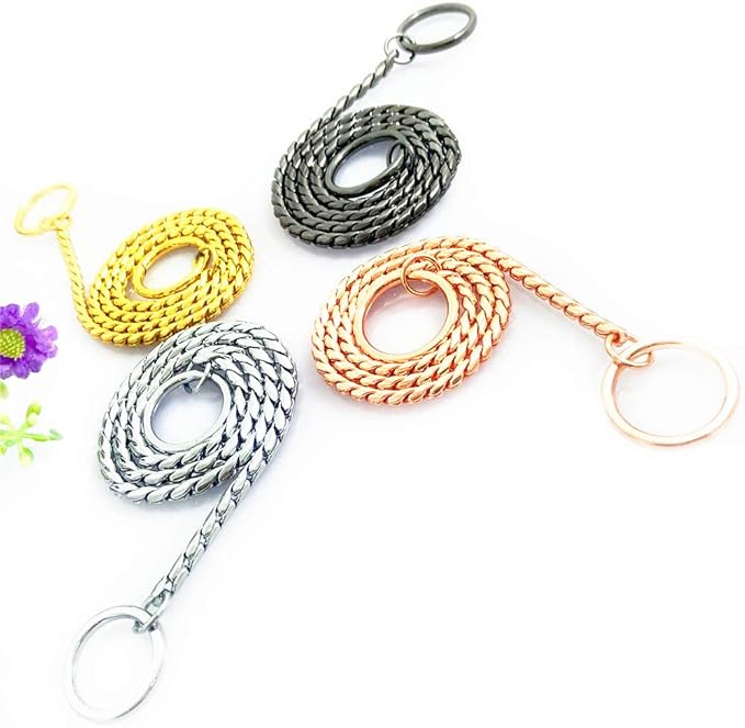 Dog P Snake Chain Chrome Plated Metal Dog Training Choke/Collar-Fully Guaranteed Against Rust Tarnish or Breakage-Recommended for Professional Training (Golden, 5mm * 26")