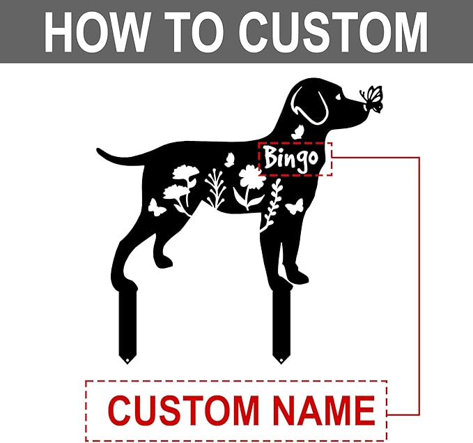 Custom Metal Pet Grave Markers Dog Memorial Plaque, Waterproof Dog Grave Markers Outdoor, Memorial Garden Decor for Loss of Beloved Pet, Personalized Sympathy Gift for Dogs