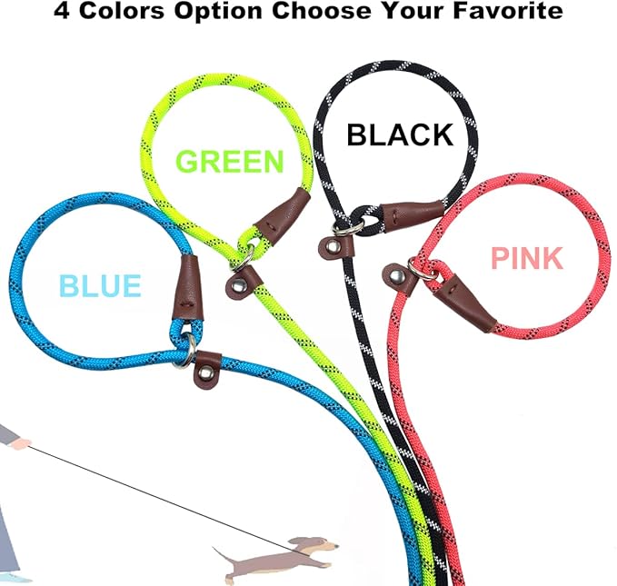 7FT Slip Lead Dog Leash for Small Dogs, No Pull Puppy Training Lead, Lightweight Sturdy Pet Slip Rope Leash Easy On/Off, Blue
