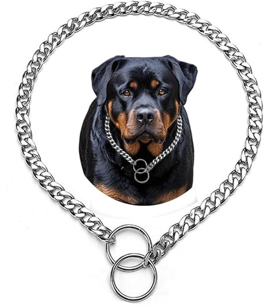 Dog Choke Collars for Medium Dogs, Dog Chain Collars Slip P Chain Choker Metal Link Training Heavy Duty Martingale Dog Collar for XS Small Medium Large Big XL Breed Dogs, S