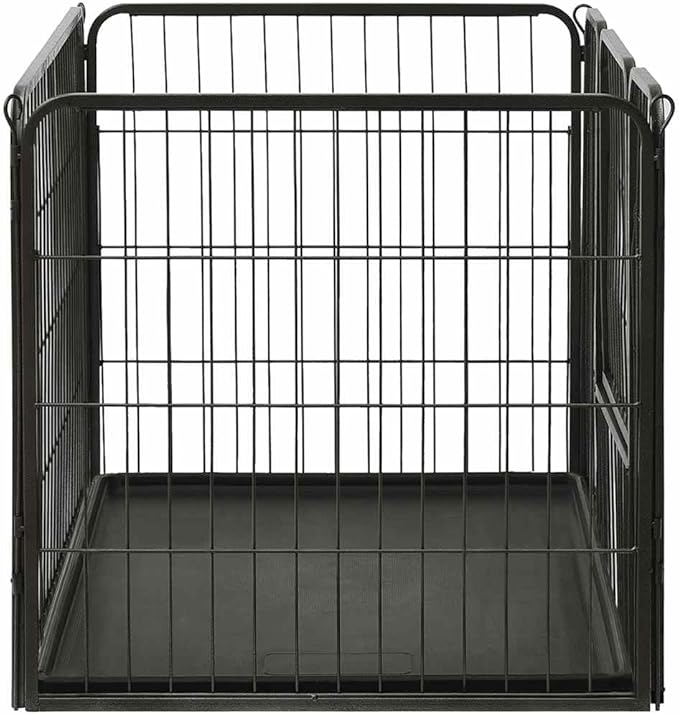 vidaXL Dog Playpen Black Powder-Coated Steel 36.0x23.2x24.0 in Foldable