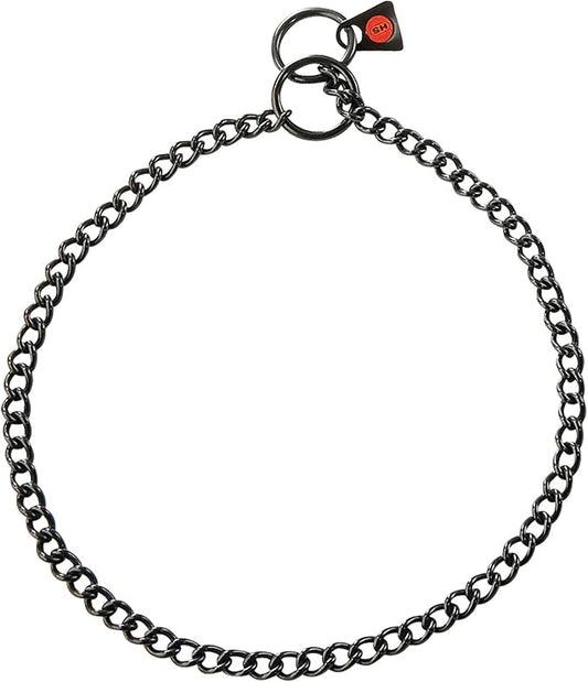 Herm Sprenger Black Stainless Steel Choke Dog Training Collar with Training Clicker No-Pull Slip Chain for Small Medium Large Dogs for Easy Control Show Chain Collar Made in Germany 2mm 20in (50cm)