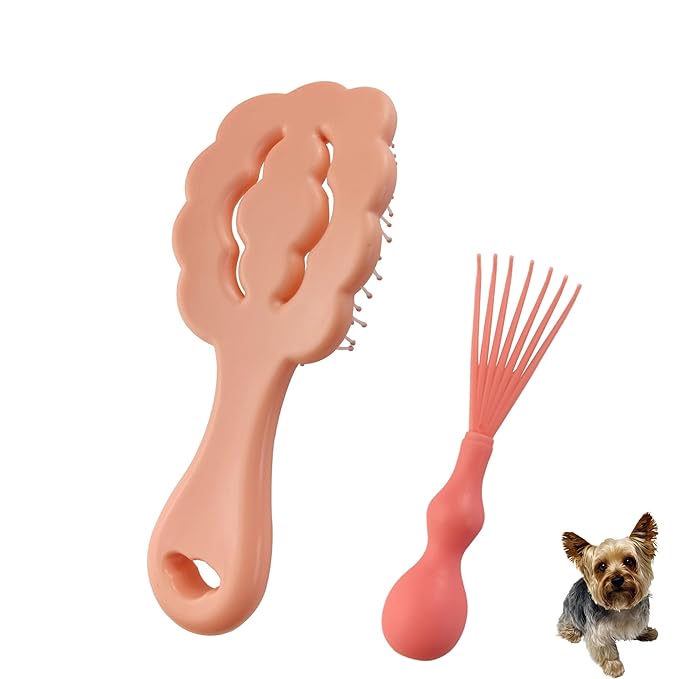 Cloud-Shaped Soft Bristle Puppy Brush for Small Dogs - Yorkie, Shih Tzu, Maltese, and Toy Poodles Grooming Tool with Detachable Lint Comb and Gift Box （Pink）
