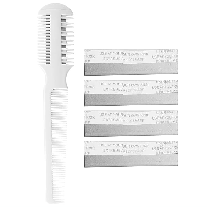 2 in 1 Pet Hair Thinning Comb, Pet Razor Combs with 5 Blades, Hair Cutter Comb Suitable for Removing Tangles, Knots and Loose Hair